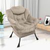 Accent Chair Lazy Reclining Armchair with Removable Metal Legs and High-Density Foam;  Comfy Upholstered Single Sofa Chair for Living Room