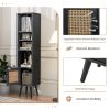 4 Tiers Rattan Storage Cabinet with Slim Design