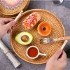 Round Woven Rattan Tray with Handles