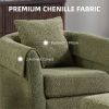 Swivel Accent Chair with Ottoman Set, Modern Chenille Barrel Armchair with Removable Back Pillow & 2 Armrest Covers for Living Room, Bedroom, Office