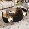 Black Round Coffee Table with Drawers-Modern Storage Design
