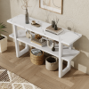 Retro Elegant Console Table with Marble-Effect Top and Versatile Storage Solutions for Entryway and Living Room