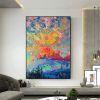 Hand Painted Oil Painting Large Original Landscape Oil Painting on Canvas Abstract Colorful Cloud Painting Modern Textured Wall Art Custom Living room
