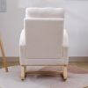Modern Accent Rocking Chair Rocking Chair with Solid Wood Legs, Upholstered Nursery Glider Rocker, Comfy Armchair with Side Pocket
