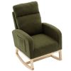Modern Accent Rocking Chair Rocking Chair with Solid Wood Legs, Upholstered Nursery Glider Rocker, Comfy Armchair with Side Pocket