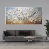 Hand Painted Oil Painting Blooming White Flowers Original Canvas Oil Painting Boho Landscape Art Abstract Botanical Texture Art 3DThick Paint Palette