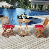 3-Piece Folding Acacia Wood Patio Bistro Set