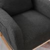 Green Upholstered Rocking Chair-Solid Wood Glider with Side Pocket