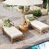 2-in-1 Acacia Wood Outdoor Side Table with  Hidden Storage