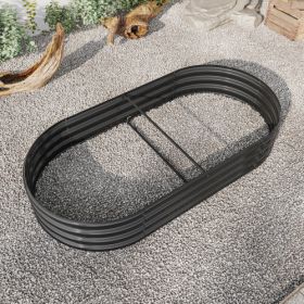 Backyard Planters Raised Garden Bed - Oval Black Metal 63" (Color: Black)